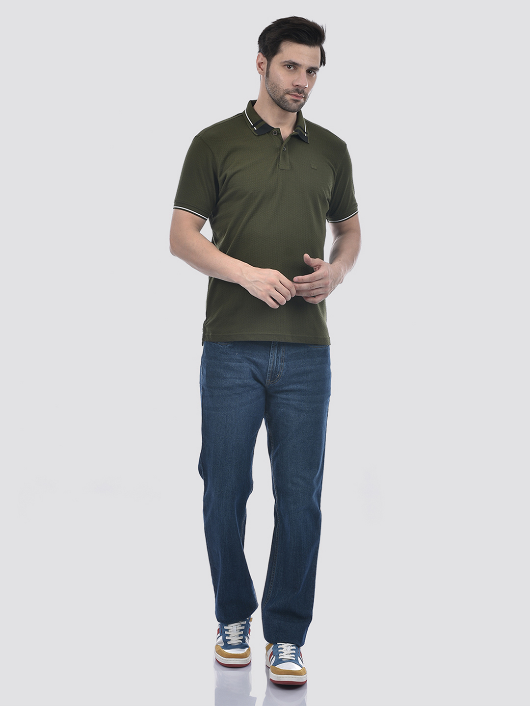 Numero Uno Men Striped Olive T-Shirt